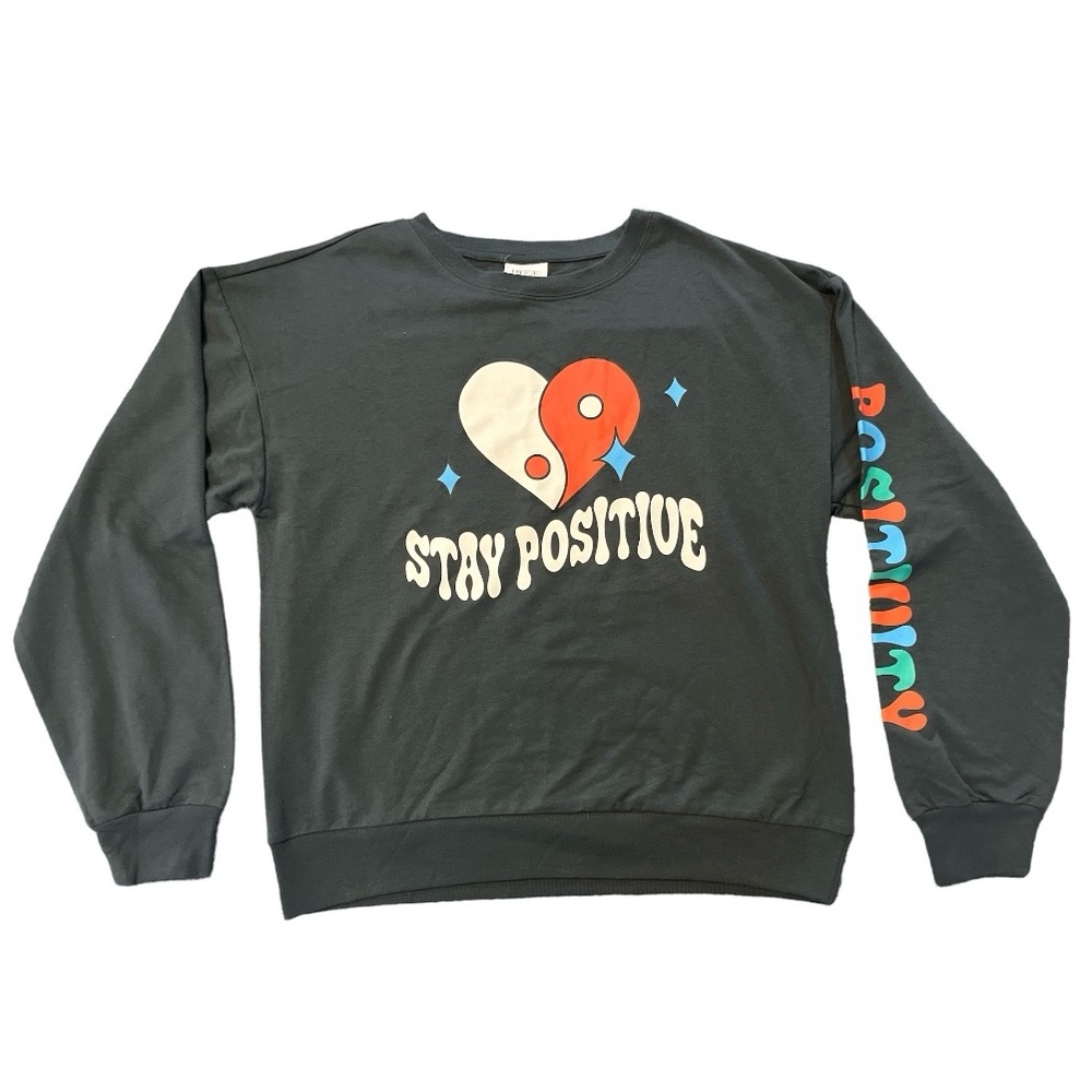 Freeze Grey Stay Positive Sweatshirt Size Small NWOT